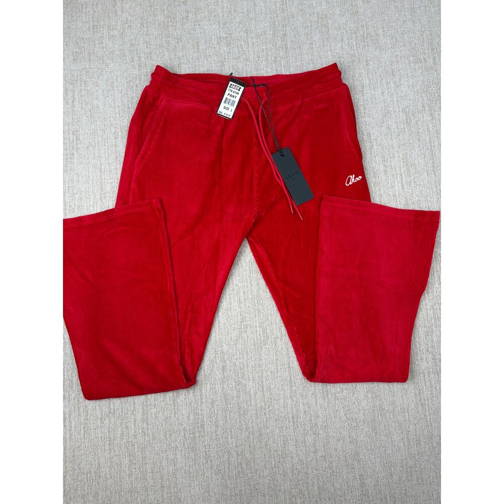 Akoo Red Corduroy Pants size Large NWT